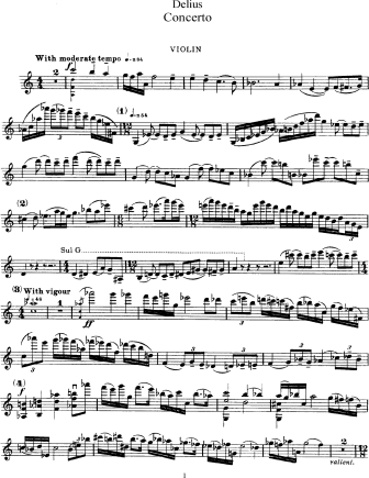 Violin Concerto - Violin Sheet Music by Delius