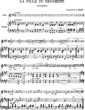 La Fille du Regiment - Violin Sheet Music by Donizetti