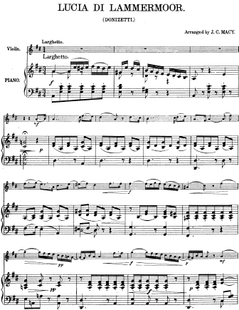 Lucia di Lammermoor - miscellaneous excerpts - Violin Sheet Music by Donizetti