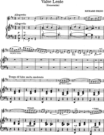Valse Lente (Esmeralda) - Violin Sheet Music by Drigo