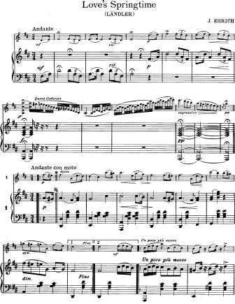 Love's Springtime (Landler) - Violin Sheet Music by Ehrich