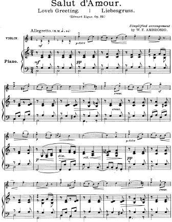 Salut d'Amour (Love's Greeting) - version 2 - Violin Sheet Music by Elgar