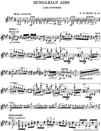 Hungarian Airs (Airs Hongrois), Op. 22 - Violin Sheet Music by Ernst