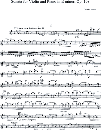 Violin Sonata No. 2 in E minor, Op. 108 - Violin Sheet Music by Faure
