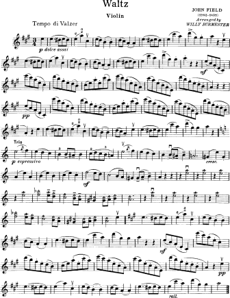 Waltz - Violin Sheet Music by Field