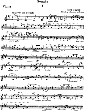 Violin Sonata in A Major - Violin Sheet Music by Franck