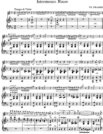 Intermezzo Russe - Violin Sheet Music by Franke