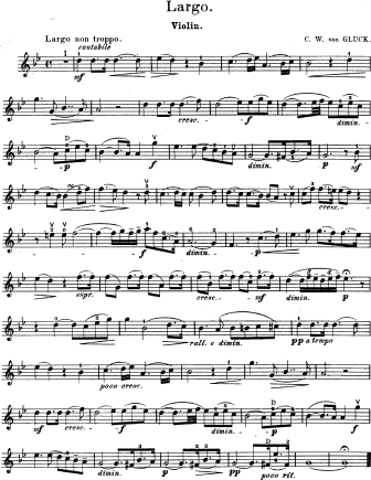 Largo - Violin Sheet Music by Gluck