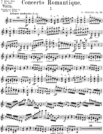 Concerto Romantique for Violin, Op. 35 - Violin Sheet Music by Godard