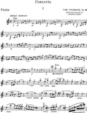 Violin Concerto in A minor, Op. 28 - Violin Sheet Music by Goldmark