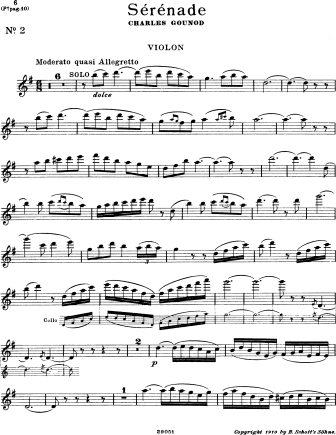 Serenade - Violin Sheet Music by Gounod