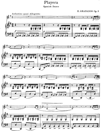 Playera (Spanish Dance) Op. 5 - Violin Sheet Music by Granados