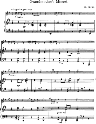 Grandmother's Minuet - Violin Sheet Music by Grieg