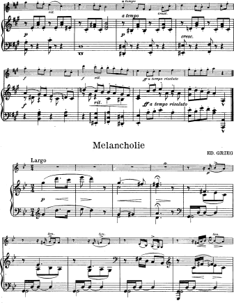 Melancholie - Violin Sheet Music by Grieg