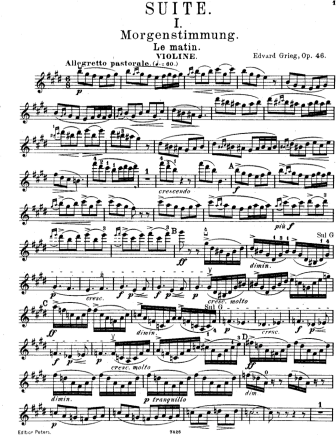 Peer Gynt Suite No. 1, Op. 46  - Violin Sheet Music by Grieg