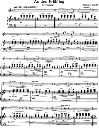 To Spring (An den Fruhling) - Violin Sheet Music by Grieg