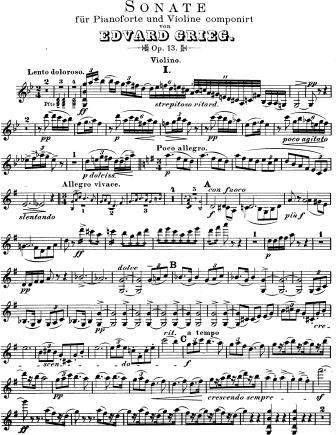Violin Sonata No. 2 in G Major, Op. 13 - Violin Sheet Music by Grieg