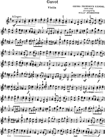 Gavot (Gavotte) - Violin Sheet Music by Handel