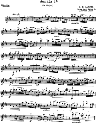 Violin Sonata No. 4 in D major, Op.1 No. 13, HWV 371 - Violin Sheet Music by Handel