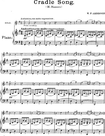 Cradle Song, Op. 11 - version 2 - Violin Sheet Music by Hauser