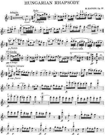 Hungarian Rhapsody, Op. 43 - Violin Sheet Music by Hauser
