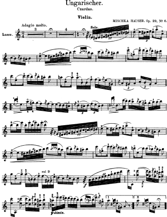 Ungarischer, Op. 29, No. 6 - Violin Sheet Music by Hauser