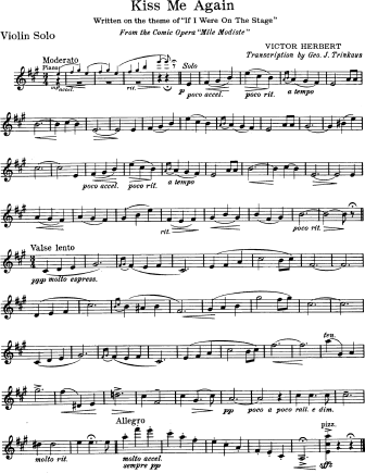 Kiss Me Again - Violin Sheet Music by Herbert