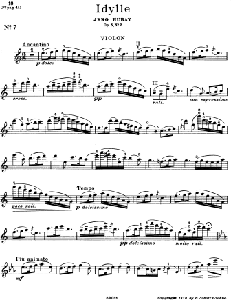 Idylle, Op. 5, No. 2 - Violin Sheet Music by Hubay