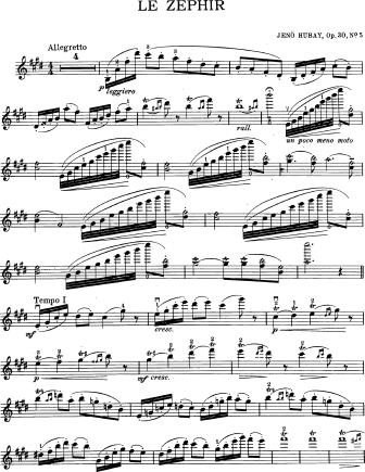 Le Zephir, Op. 30 No. 5 - Violin Sheet Music by Hubay