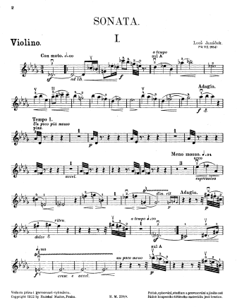 Violin Sonata - Violin Sheet Music by Janacek