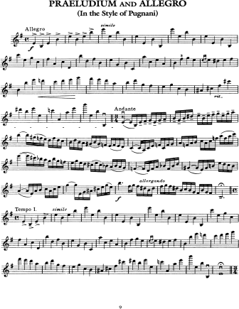 Praeludium and Allegro in the Style of Pugnani - Violin Sheet Music by Kreisler