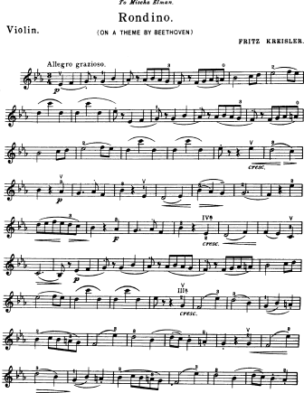 Rondino on a Theme by Beethoven - Violin Sheet Music by Kreisler