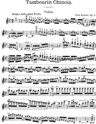 Tambourin Chinois - Violin Sheet Music by Kreisler