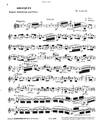 Arlequin - Violin Sheet Music by Lalo