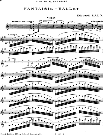 Fantaisie-ballet - Violin Sheet Music by Lalo