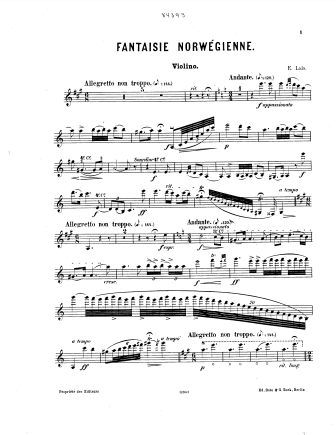 Fantaisie norvegienne - Violin Sheet Music by Lalo
