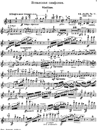 Symphonie espagnole in D Minor, Op. 21 - Violin Sheet Music by Lalo