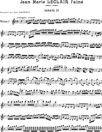 Six Sonatas for Two Violins, Op. 3 - Book II (sonatas 4-6) - Violin Sheet Music by Leclair