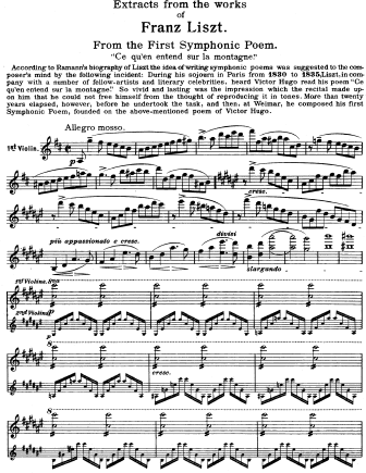 Ce qu'on entend sur la montagne (Bergsymphonie) - Violin Sheet Music by Liszt