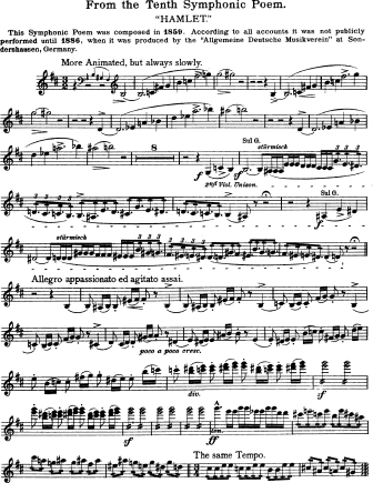 Hamlet - Violin Sheet Music by Liszt