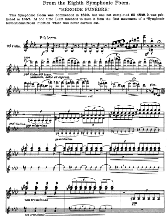 Heroide Funebre - Violin Sheet Music by Liszt