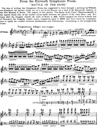 Hunnenschlacht (The Battle of the Huns) - Violin Sheet Music by Liszt