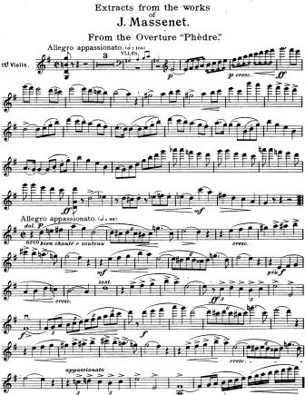 Massenet opera excerpts - Violin Sheet Music by Massenet