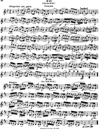 Song without Words in B-flat major Op. 85 No. 6 - Violin Sheet Music by Mendelssohn