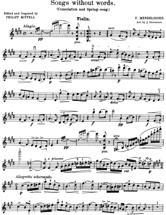 Spring Song - version 2 - Violin Sheet Music by Mendelssohn 
