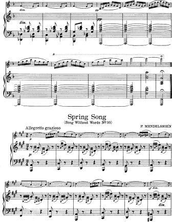 Spring Song - Violin Sheet Music by Mendelssohn