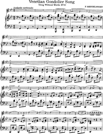 Venetian Gondolier Song - Violin Sheet Music by Mendelssohn
