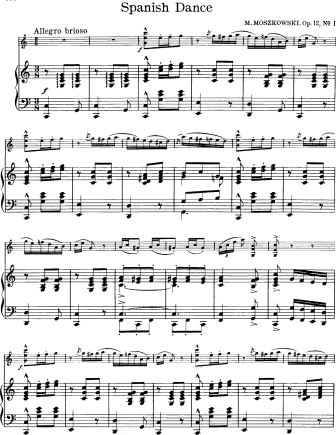Spanish Dance Op. 12 No. 1 - Violin Sheet Music by Moszkowski