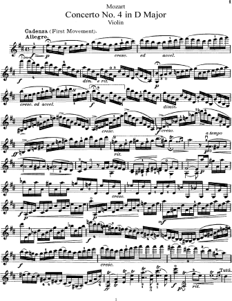 Violin Concerto No. 4 in D major, K. 218 - Violin Sheet Music by Mozart