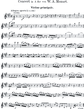 Violin No. 5 A major, K. 219 (Wolfgang Amadeus Mozart) Free Violin Sheet Music